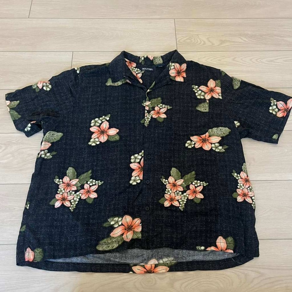 Puritan 2XL Hawaiian Shirt Floral Button Up Tropical Vacation Rayon